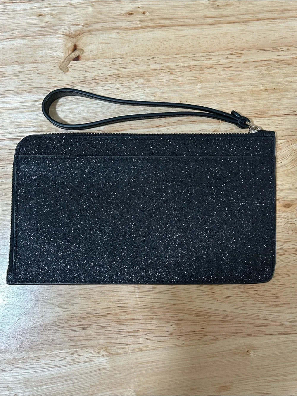 kate spade Black Glitter Wristlet Clutch with Wrist Strap